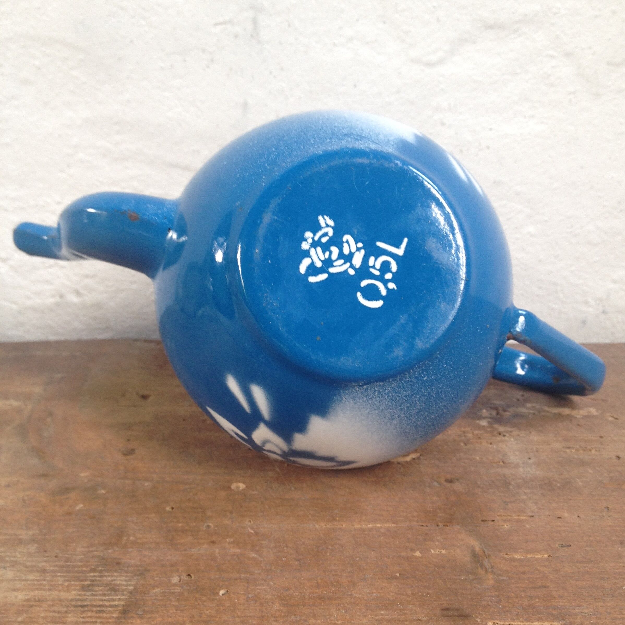 Enamelled tin teapot