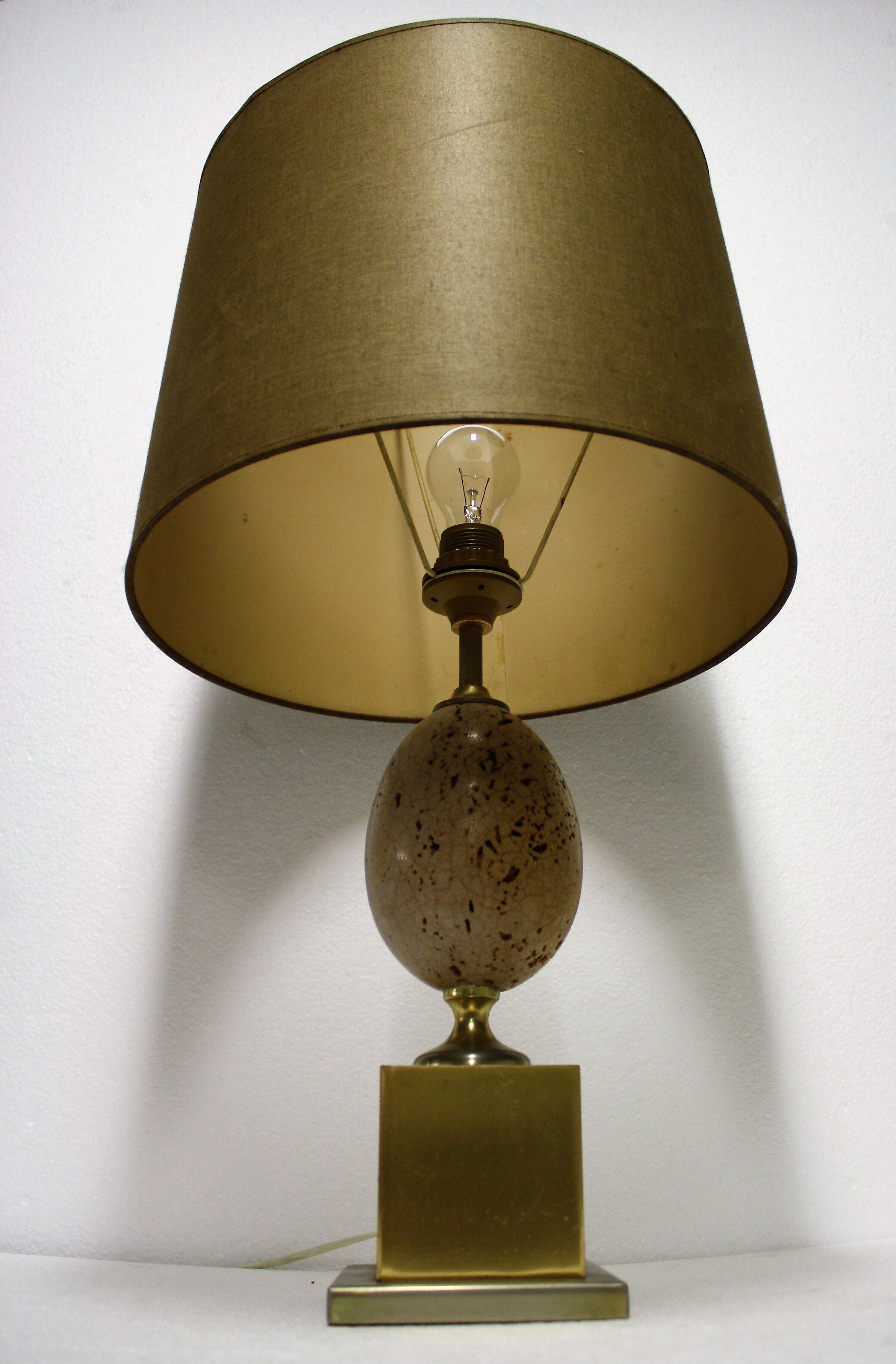 Pair of ostrich egg table lamps, 1960