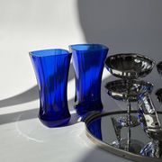 Vases en verre bleu cobalt vintage