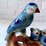 Vintage kitsch iridescent porcelain bird statuette