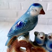 Statuette oiseaux porcelaine irisée vintage kitsch