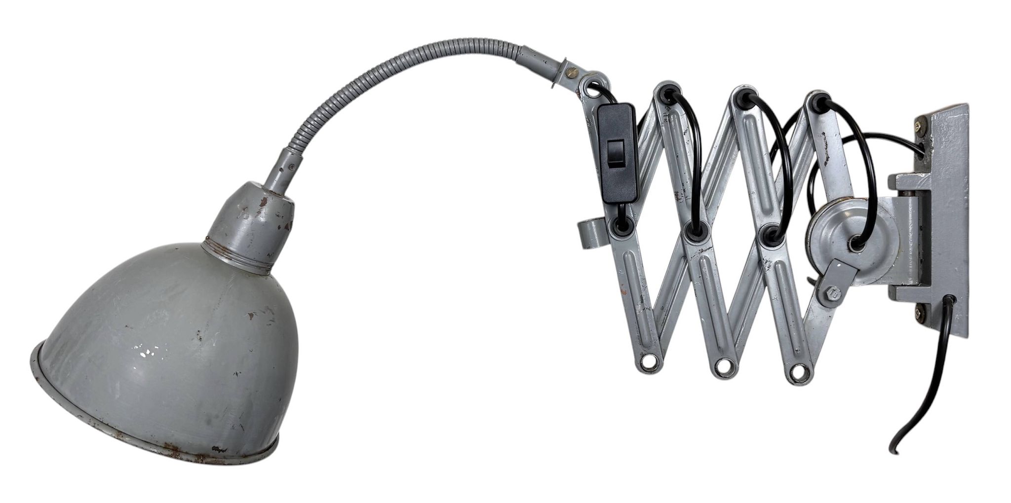 Grey Industrial Scissor Wall Lamp from Elektroinstala, 1960s