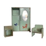 Ensemble de meubles de poupée en bois, jouet enfant, années 1960