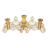 5 Palwa Style Candle Holders by Gaetano Sciolari in Brass and Crystal, 1970s