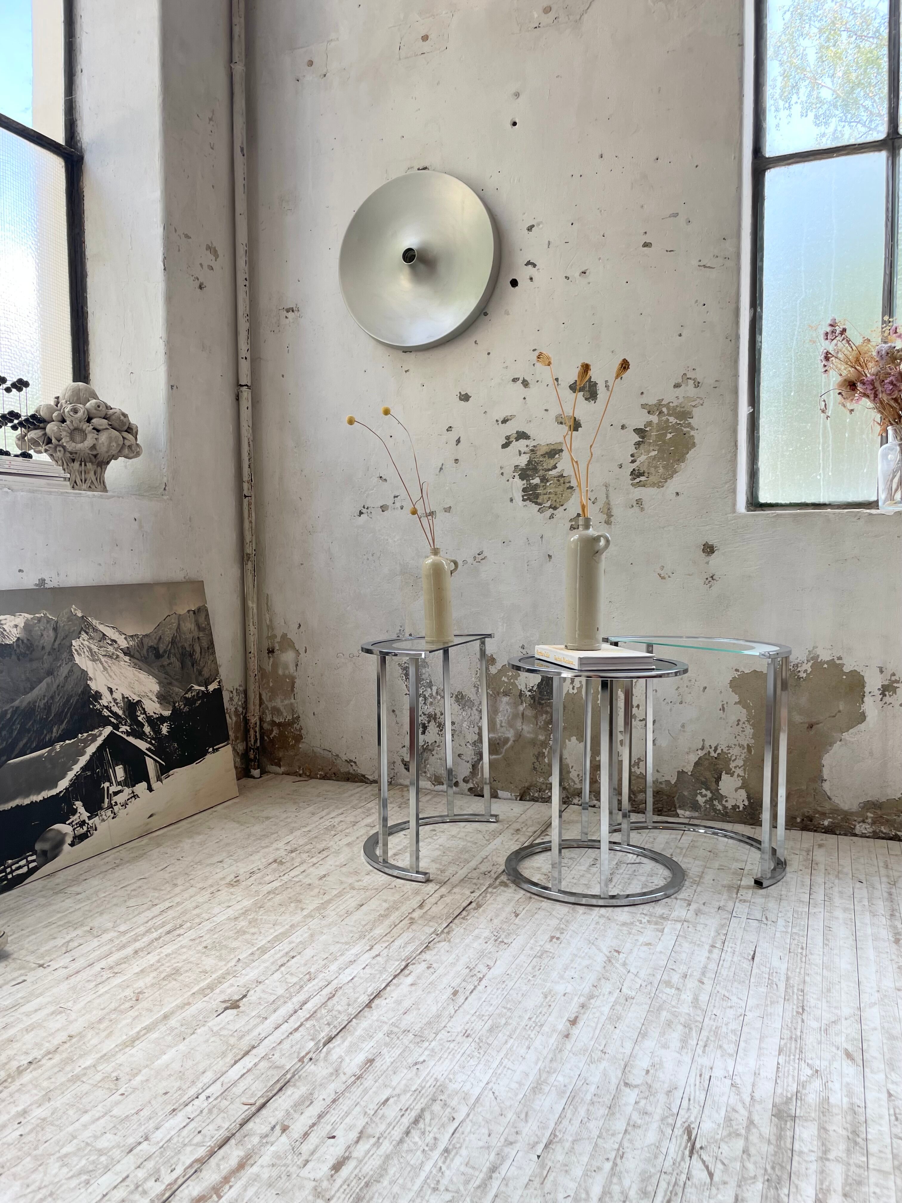 Trio of 70s chrome consoles