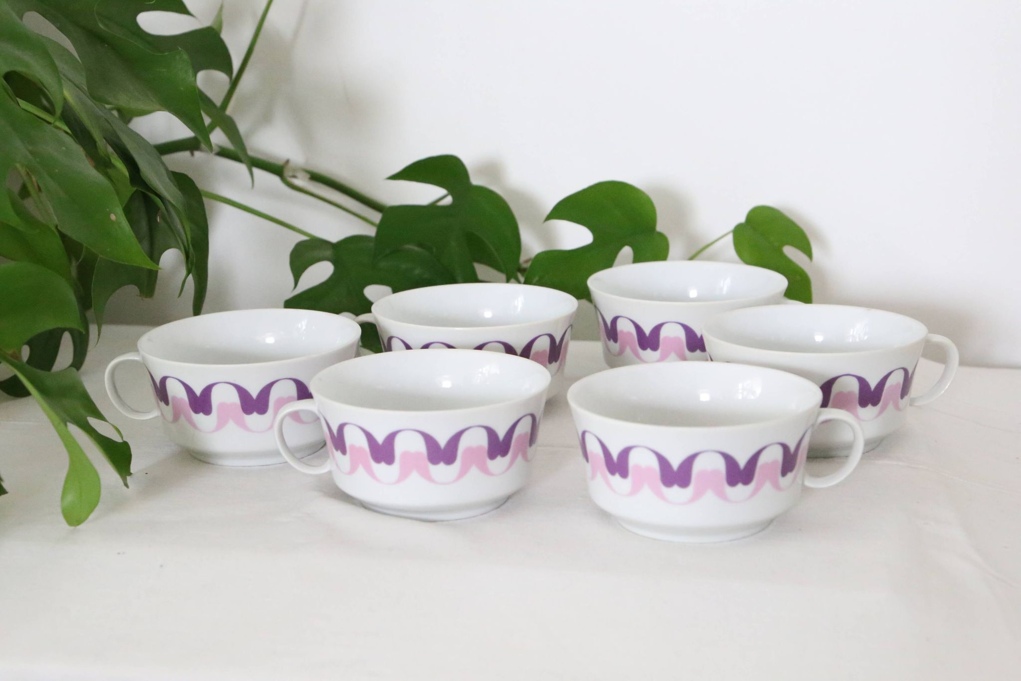 Set of 6 cups in Alfoldi porcelain, vintage Hungarian