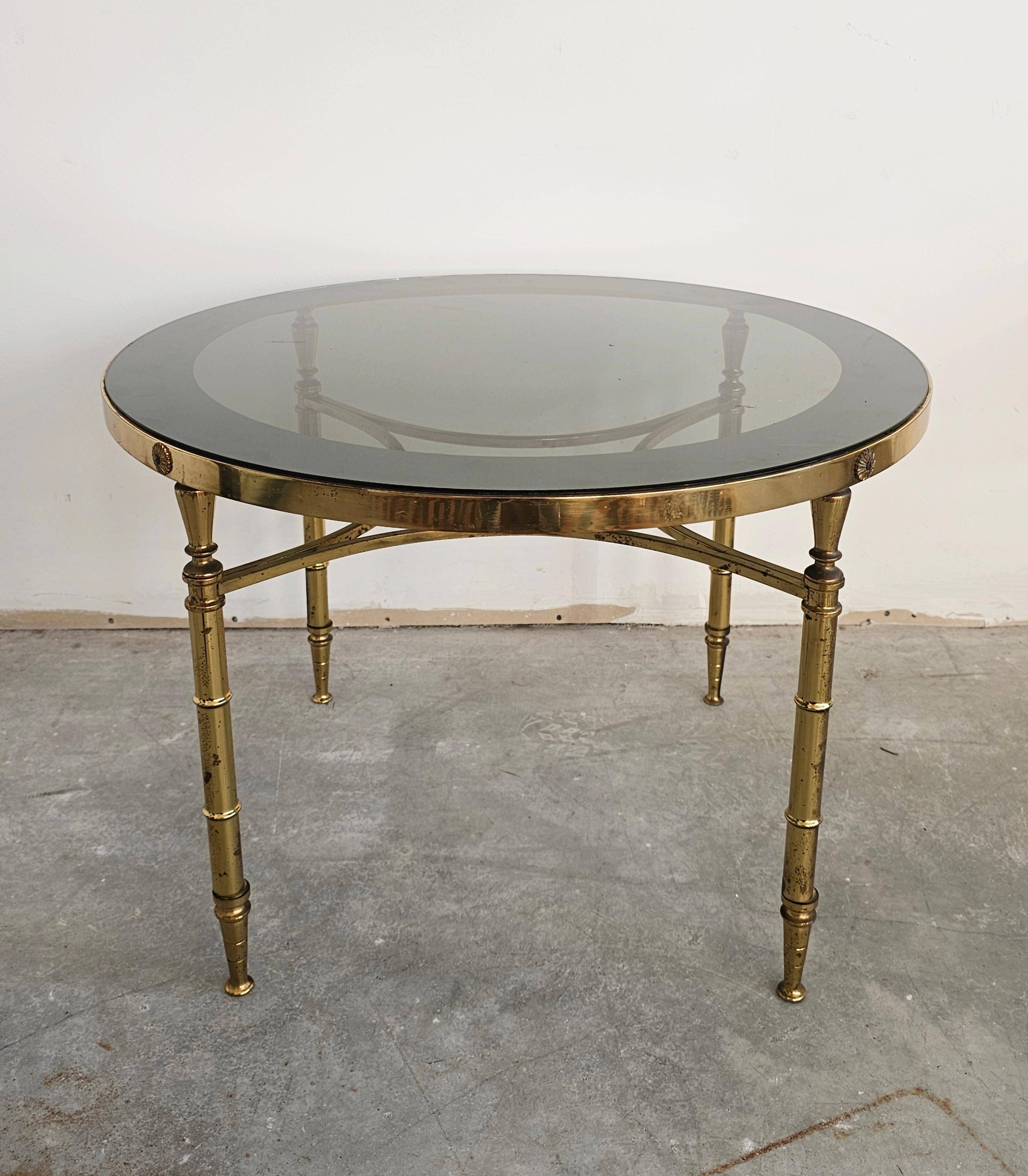 Circular bronze-gilded coffee tables Hollywood Regency Maison Charles