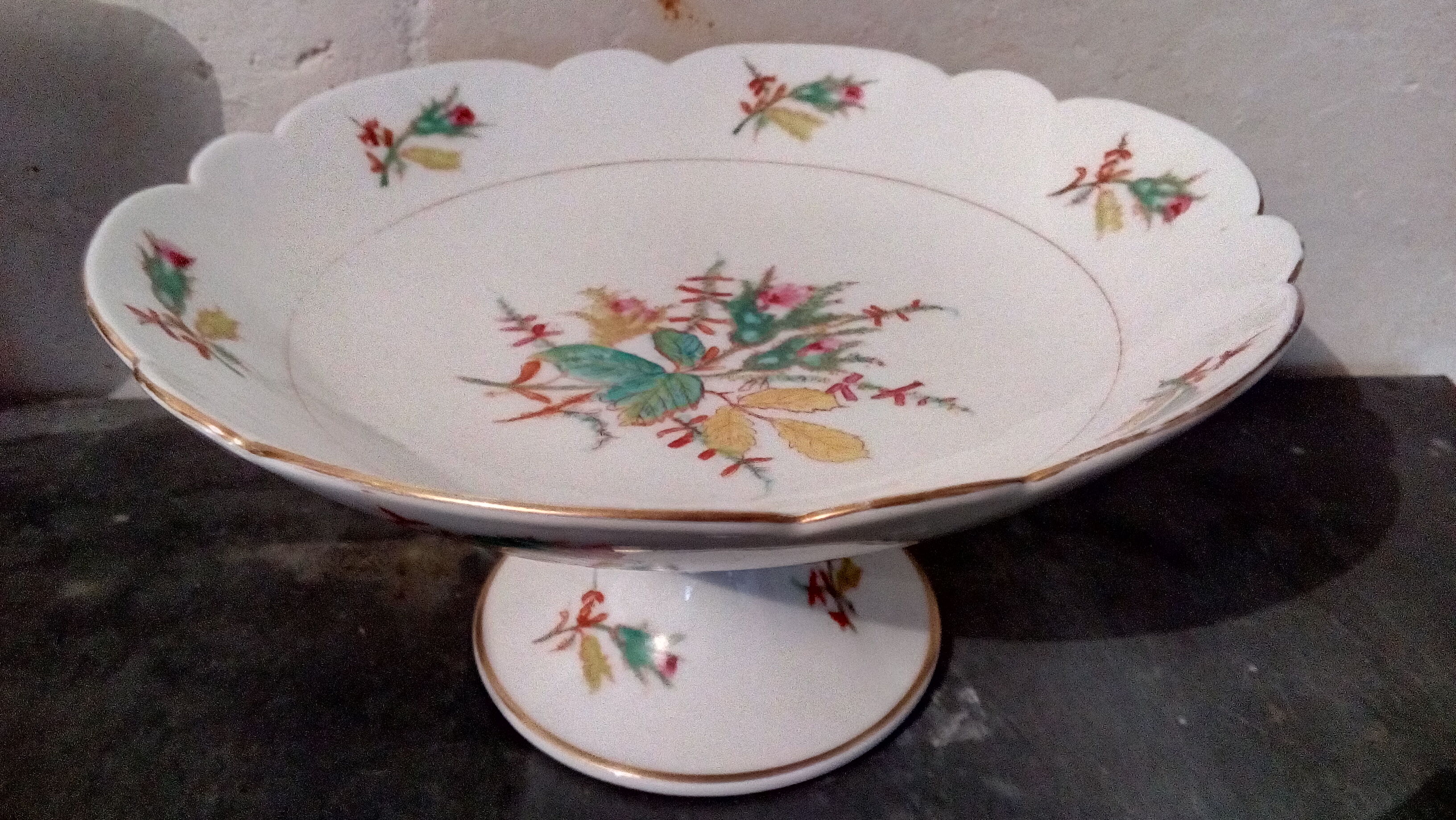 White porcelain &  flowers compotier