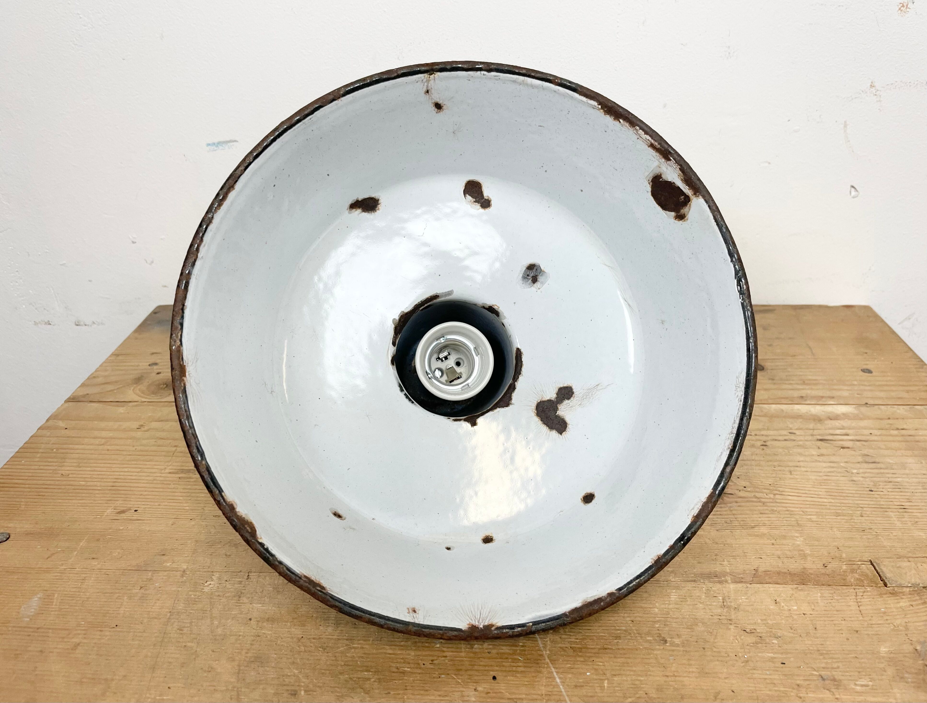 Industrial petrol enamel pendant lamp, 1960s