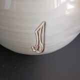 Vintage white glazed ceramic pitcher signed