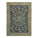Handmade oriental decorative 1980s 237 cm x 313 cm beige wool carpet