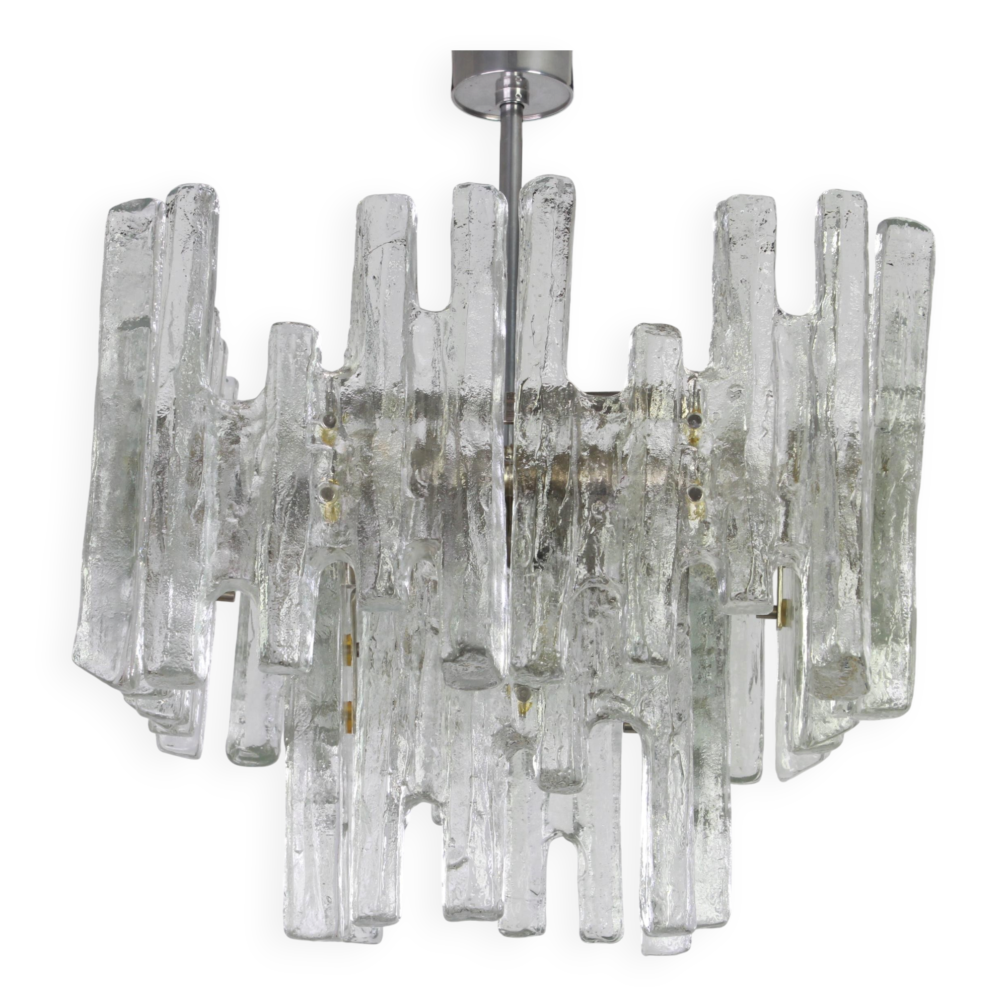 Ice Glass Chandelier from Murano by Kalmar, Austria, 1960s