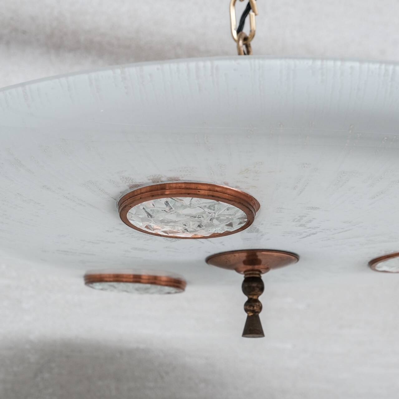 Unusual Saucer Style Mid-Century Pendant Light (2 available)