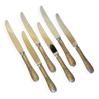 6 vintage English silver-plated dessert knives hallmarked