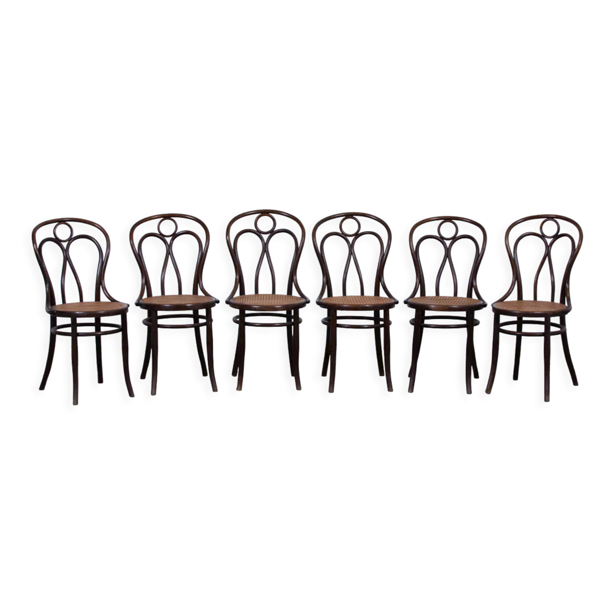 Suite de 6 chaises de bistrot par Josef Hofmann en cannage