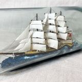 Model boat in glass bottle, 32 cm