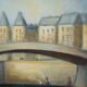 Michel Pabois : Paris, vue sur la Conciergerie depuis les quais, huile sur toile originale signée