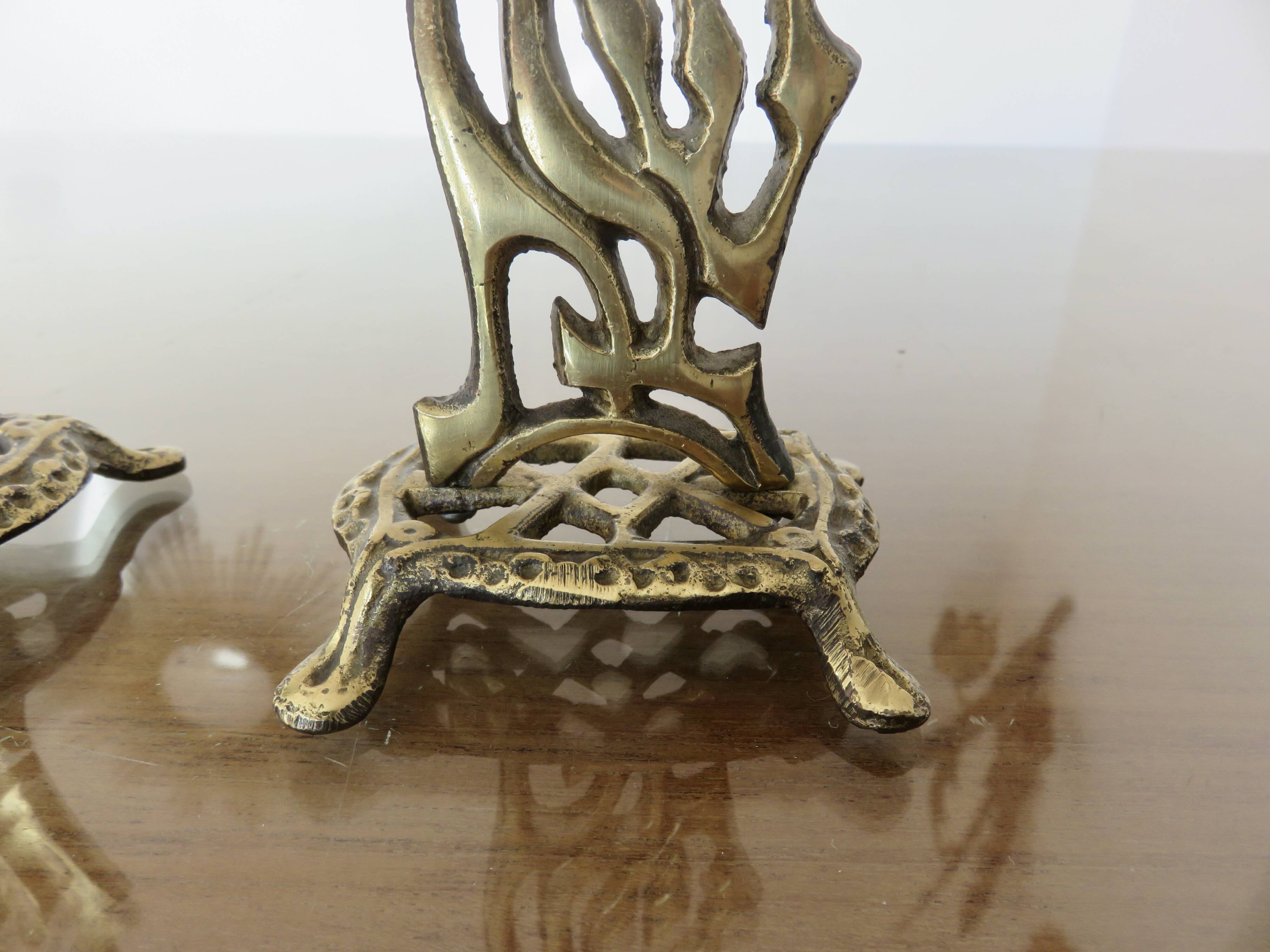Pair of art nouveau style brass candlesticks