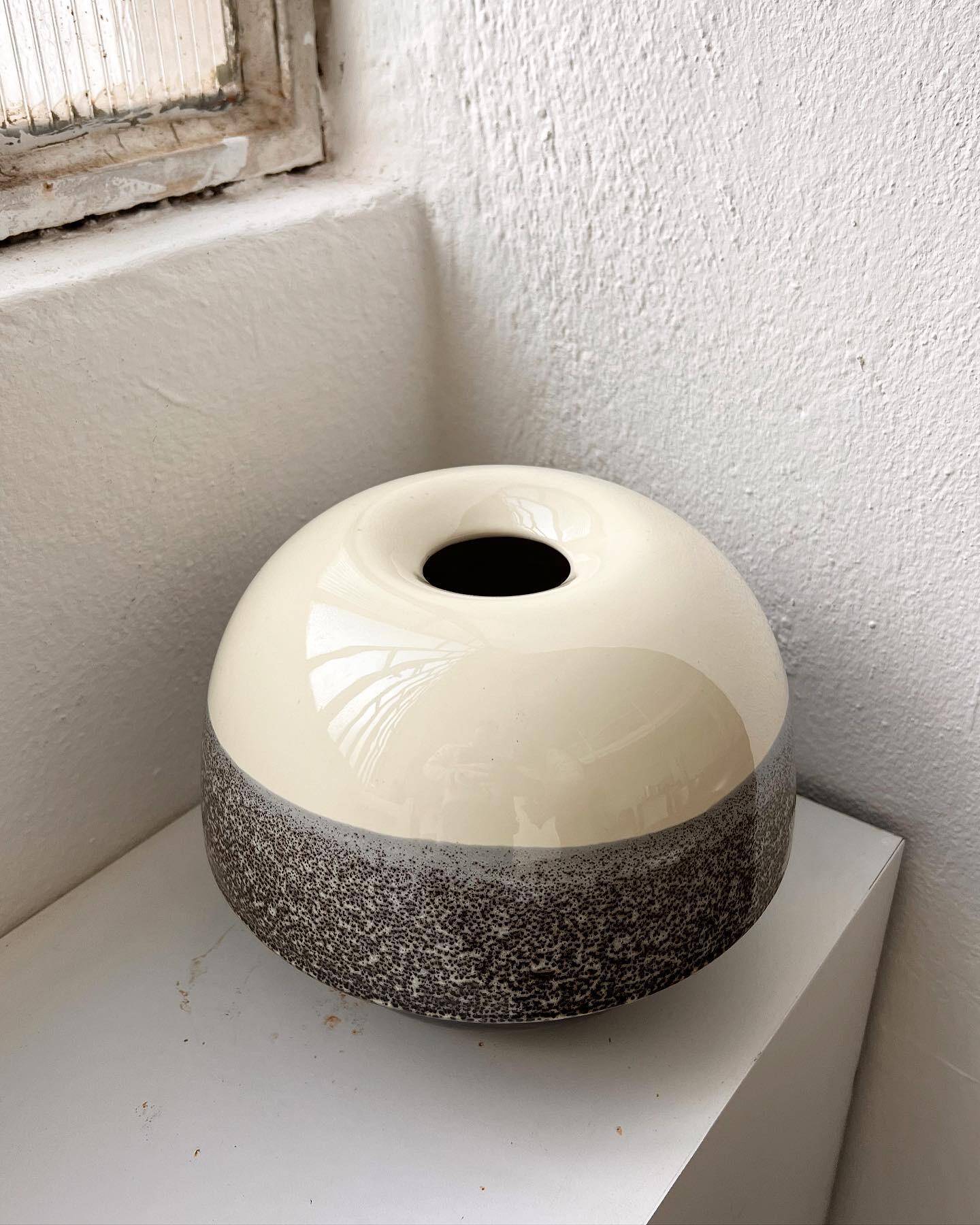 Vintage Ceramic vase, Brown and Cream, Made in Italy, 1970s , Collectible