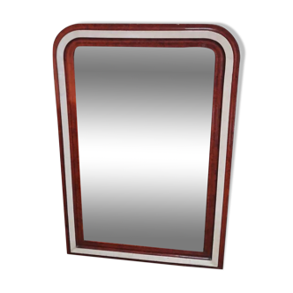 Miroir Louis Philippe H112xL76 laque bordeaux blanc crème