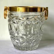Champagne bucket in cut crystal, neck and brass handles