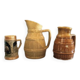 Two pitchers and a small original king beer mug