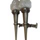 Antique pair of torchiere wall lights and lanterns