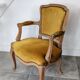 Vintage velvet convertible armchair mustard yellow