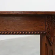 French Art Deco Side Table with Fluted Legs, Carved Frieze and X-Stretcher,
