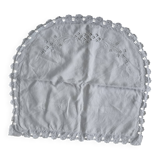 Vintage half-round white embroidered pillow cushion cover – 1960s, mo
