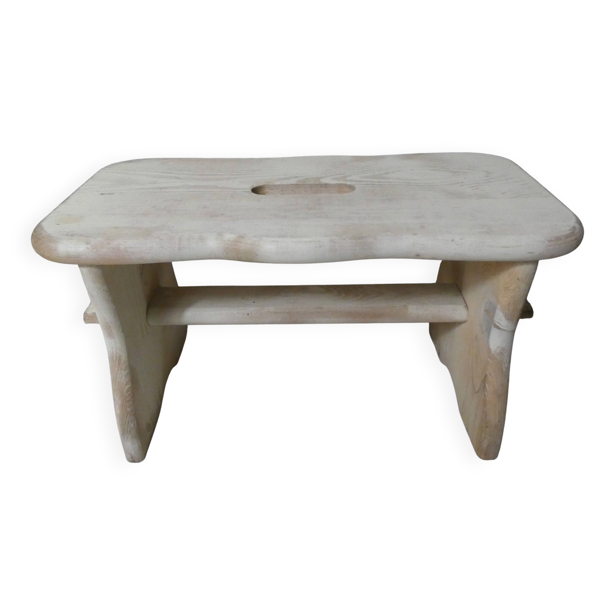 old small white patinated wooden bench vintage step stool