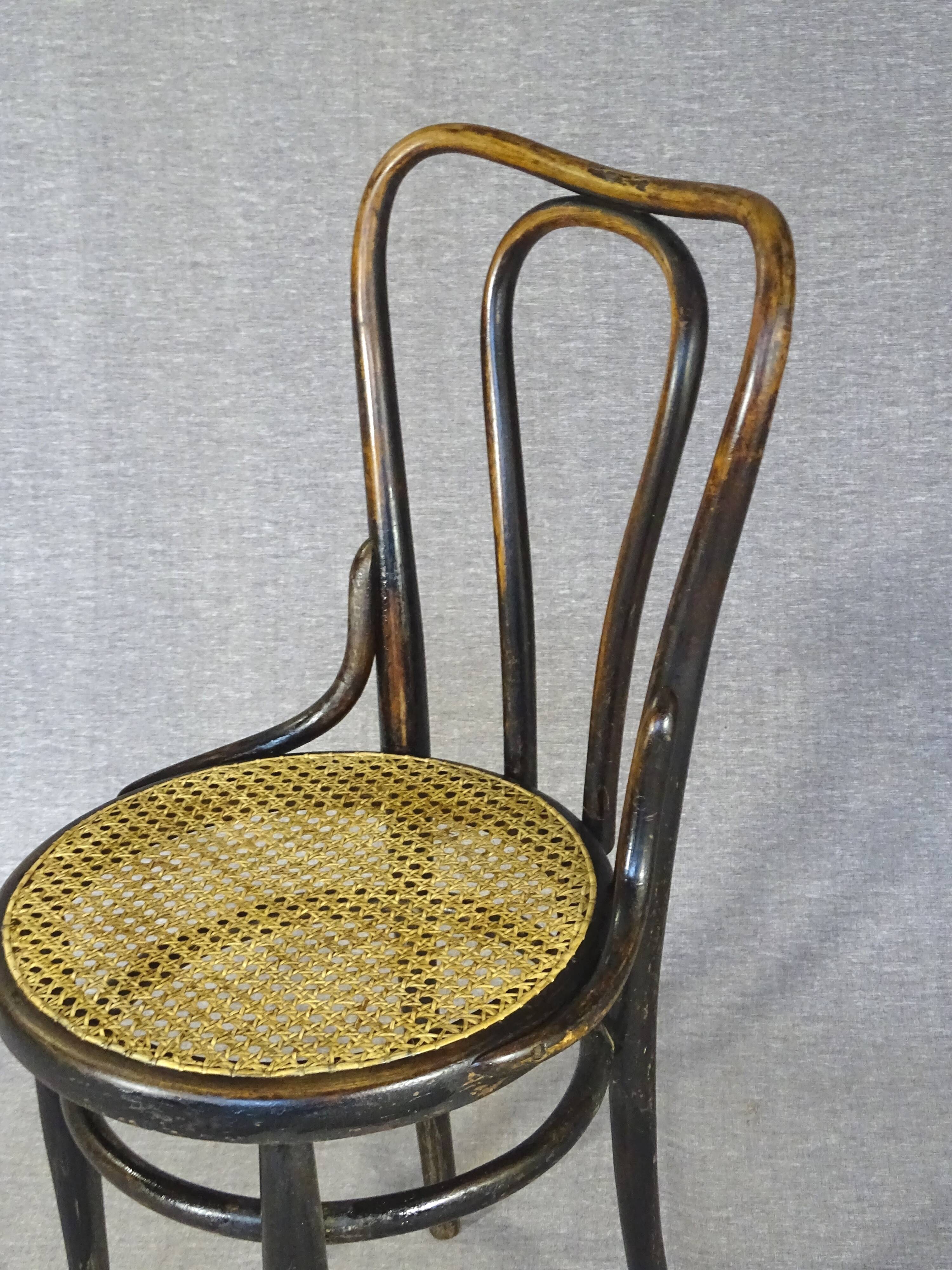 2 Kohn chairs no. 48 by Kohn 1890, not Thonet bistro - caned -