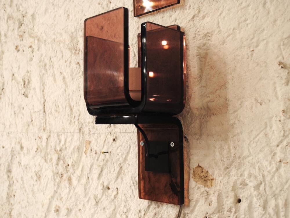 Lampes murales vintage en plexiglas, lot de 3