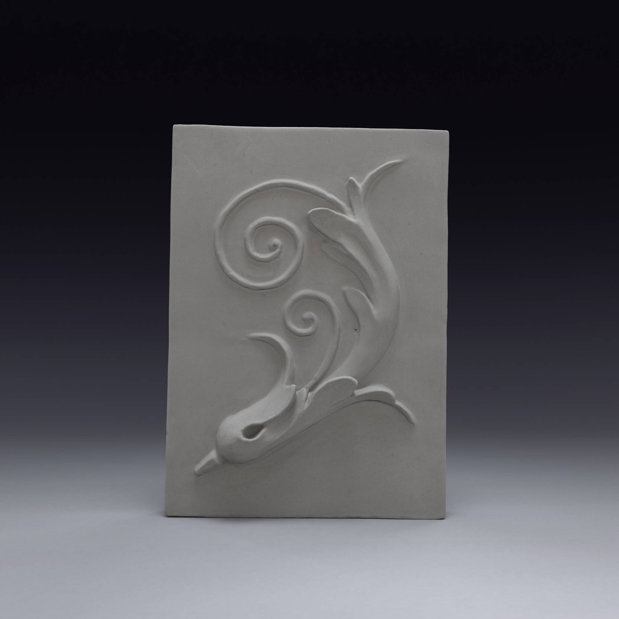 Bas-relief en plâtre d'une feuille d'acanthe.