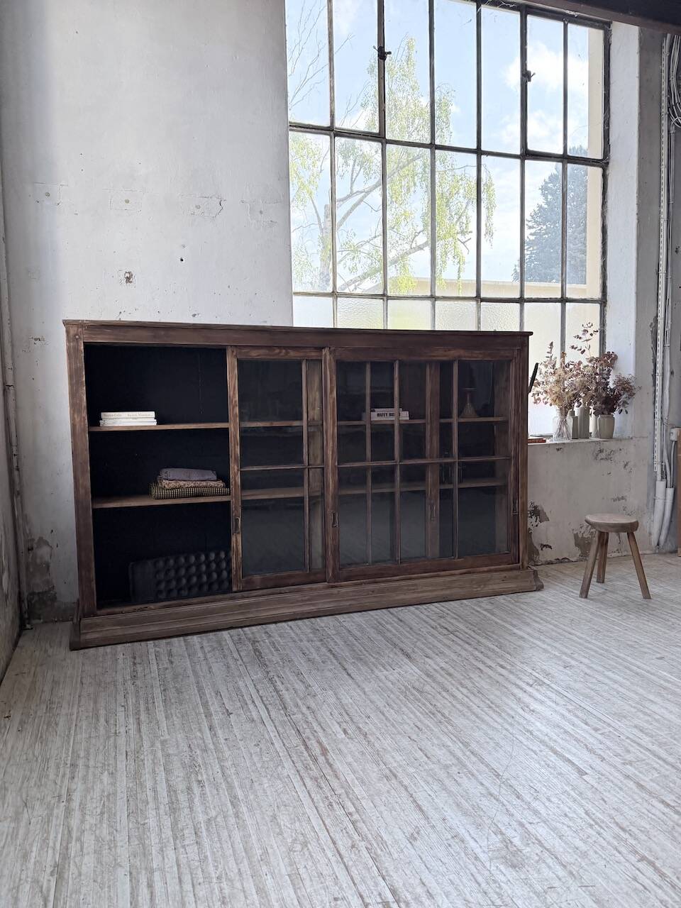 Enfilade meuble de métier XXL portes vitrées