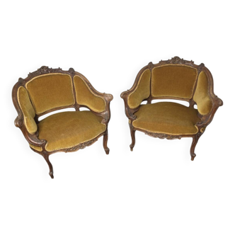 Paire de fauteuils marquise style Louis XV