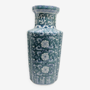 Grand Vase balustre  chinois en Porcelaine Céladon Début 20 Eme Siècle