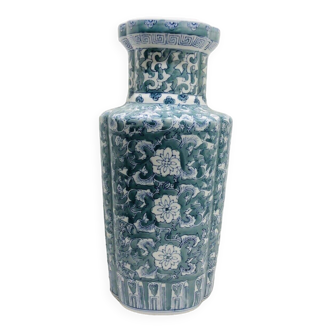 Grand Vase balustre  chinois en Porcelaine Céladon Début 20 Eme Siècle