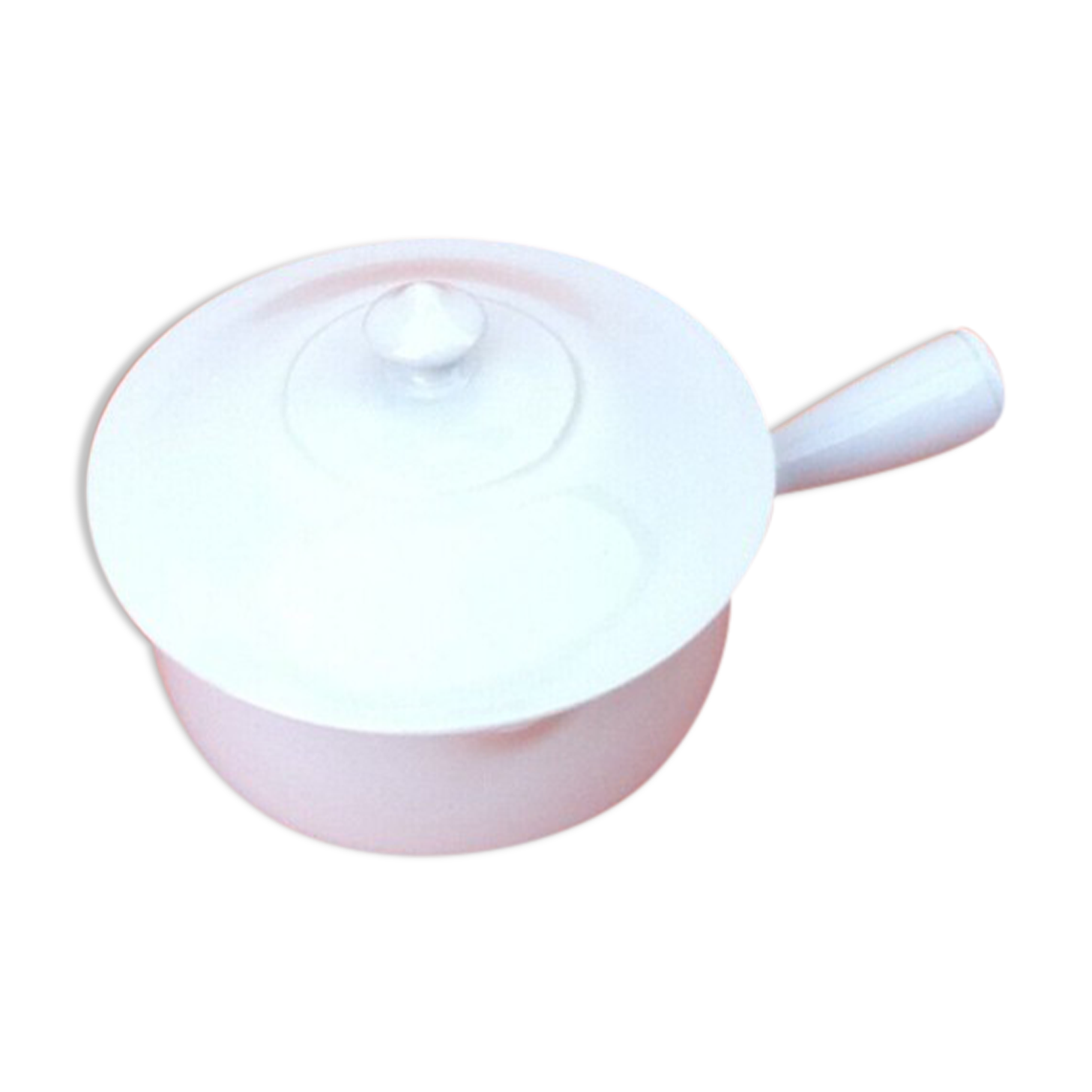 Covered Pan Real Porcelain of Great Fire Button Plug / Straight Handle