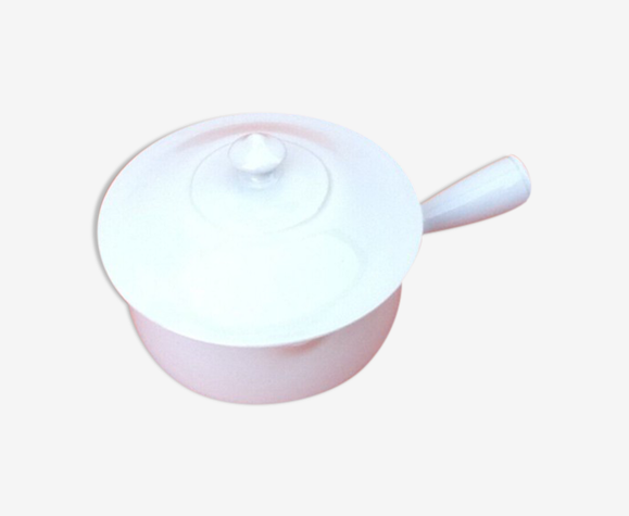 Poêlon couvert véritable porcelaine de grand feu prise bouton / manche droit