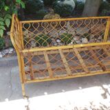 Lit de bébé en rotin années 50