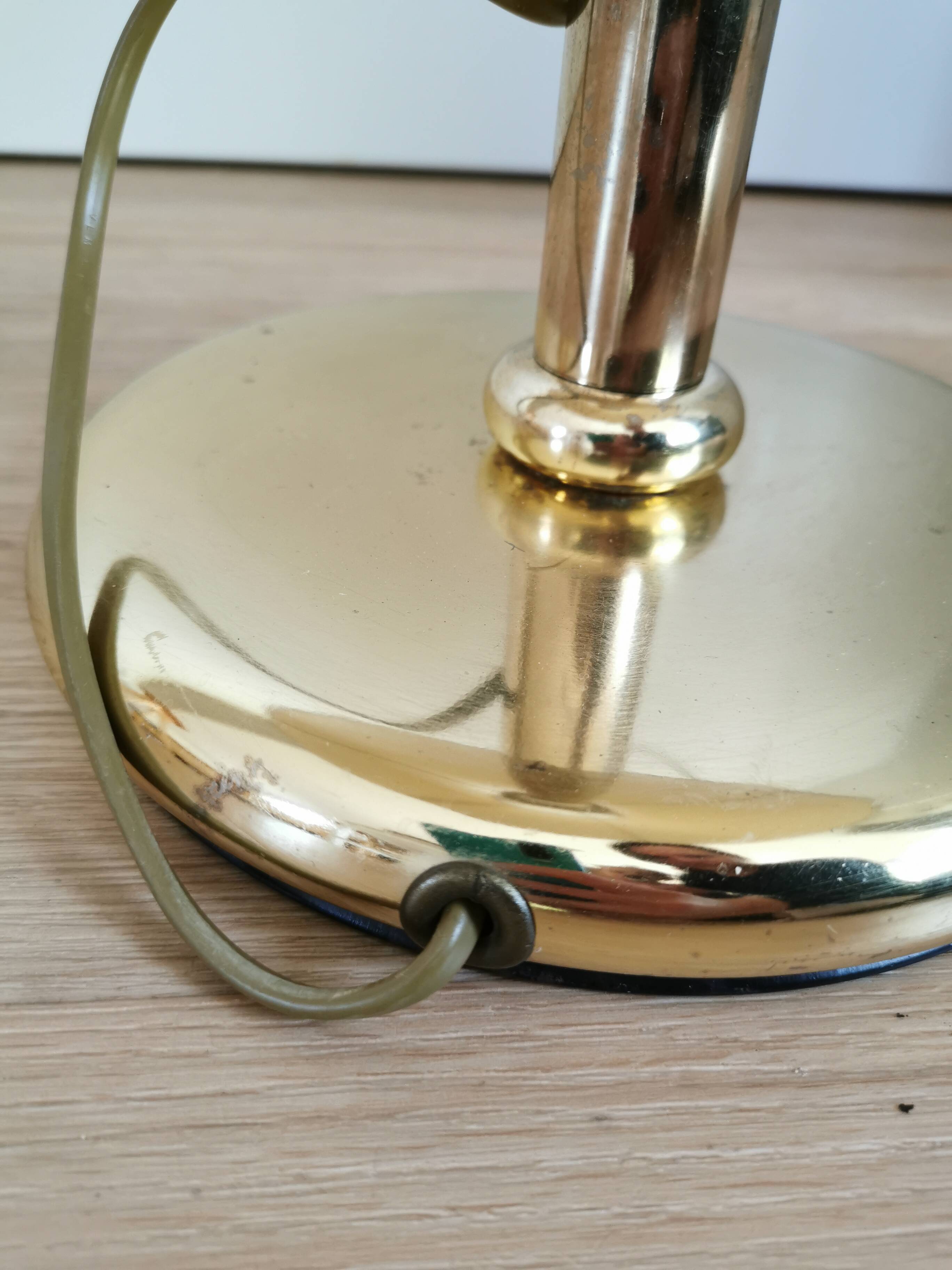 Vintage Brass Table Lamp with Fabric Shade, Mid-Century Bedside Light