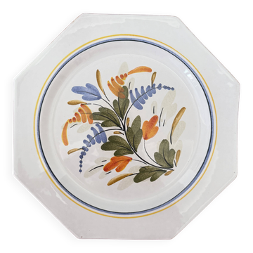 Assiette vintage octogonale peinte à la main