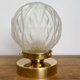 Vintage art deco globe table lamp in frosted glass