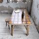 1950s rattan table with ceramic top