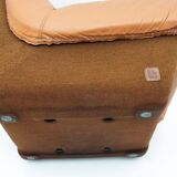 Pair of Lev & Lev Mid-century Modern Fiberglass Frame Leather Armchairs