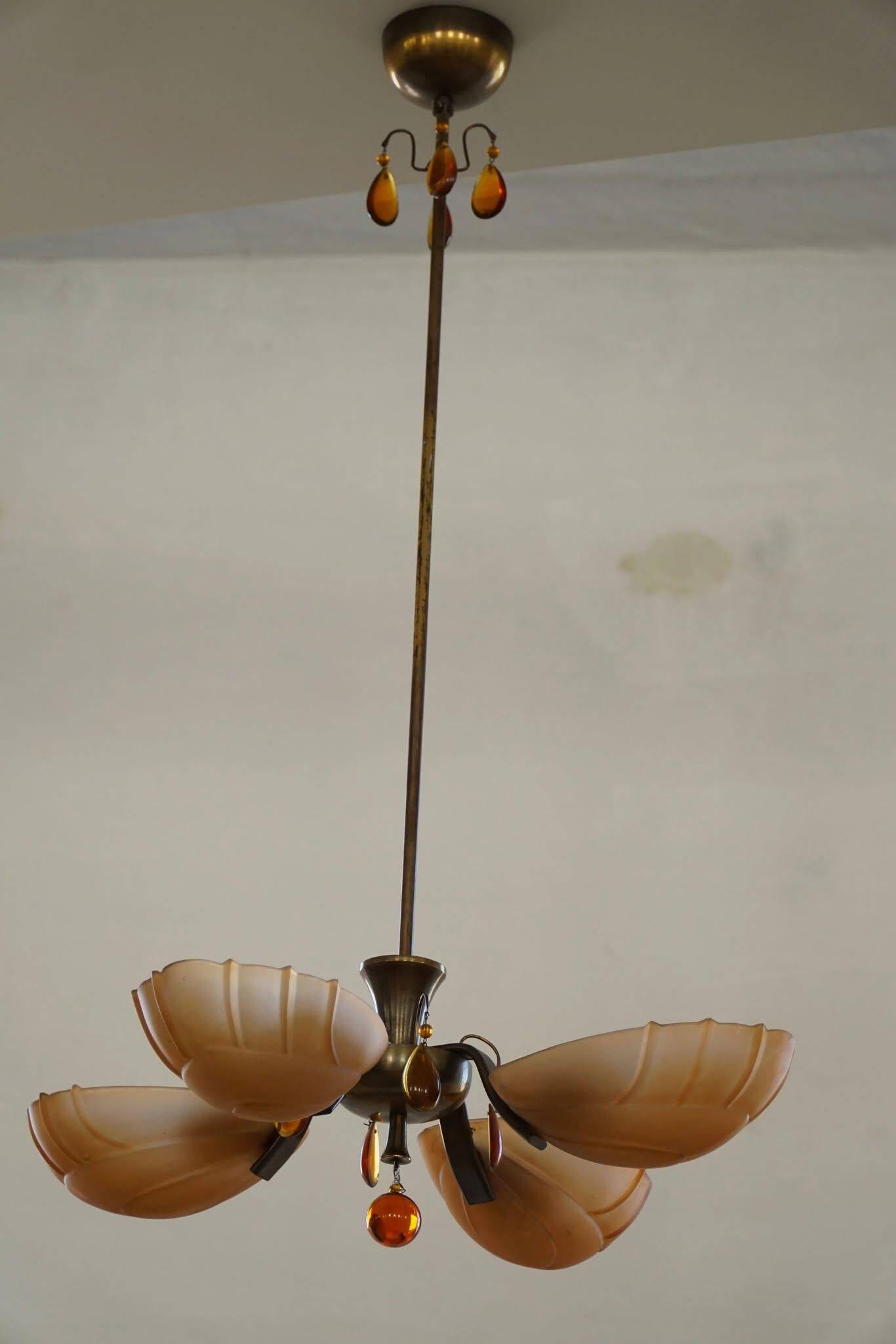 Lustre Art déco par Paavo Tynell pour Taito Oy, Finlande, années 1930
