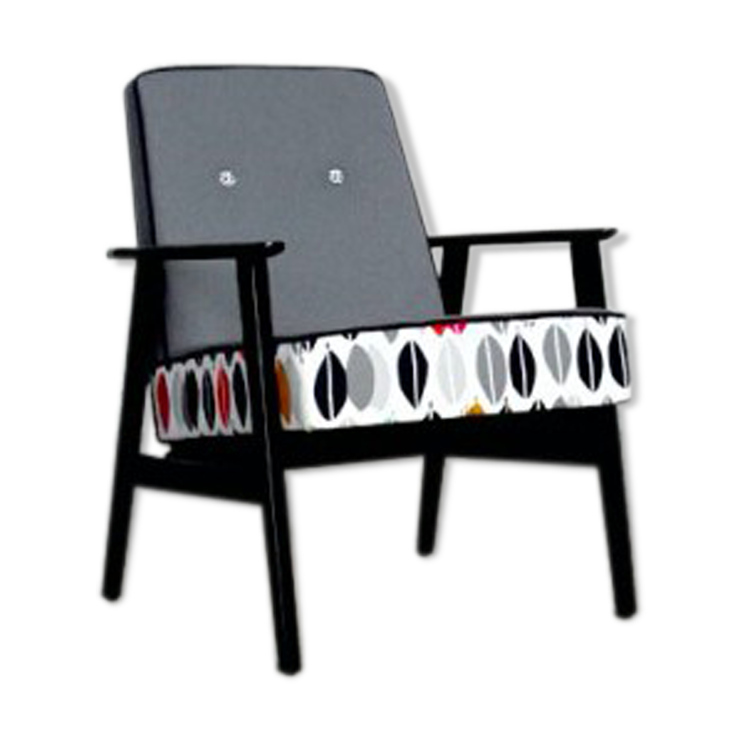 "Leaves" grey 60s vintage armchair