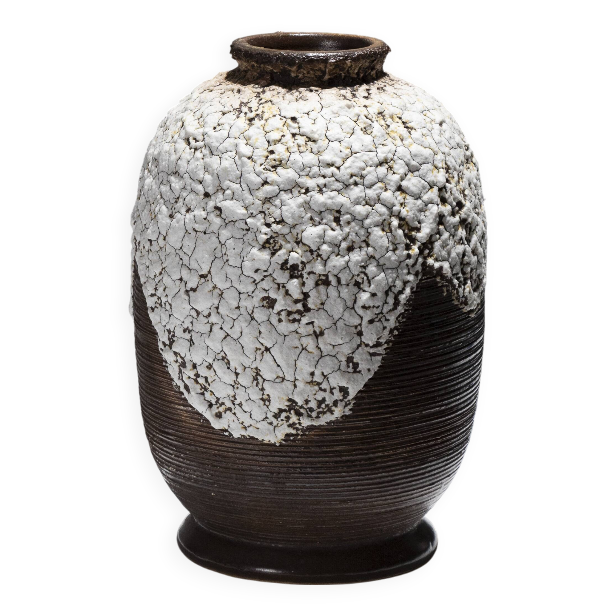 Stoneware vase with cracked decoration, louis-auguste dage, 1940s