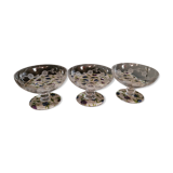 3 Art Deco Champagne Coupes in Engraved Crystal with Daisies